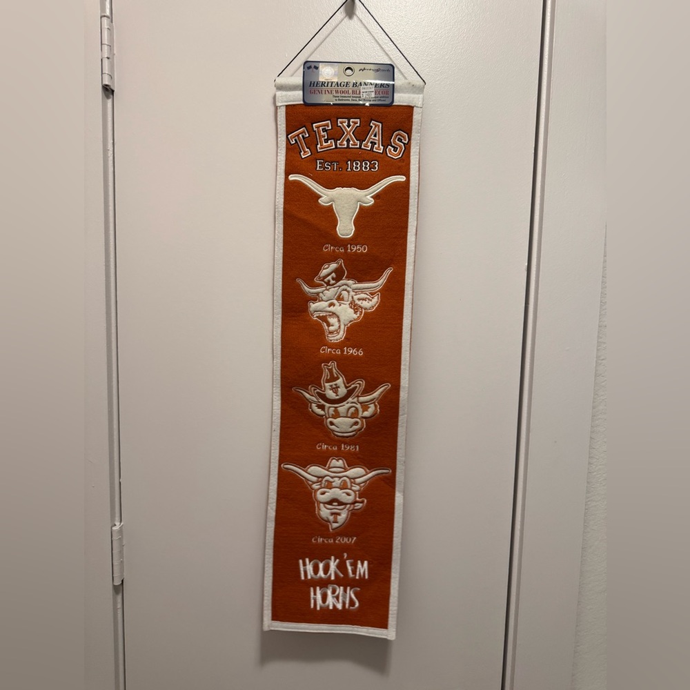 Texas Longhorns Heritage Banner Wool Retro Banner 8x30 NWT